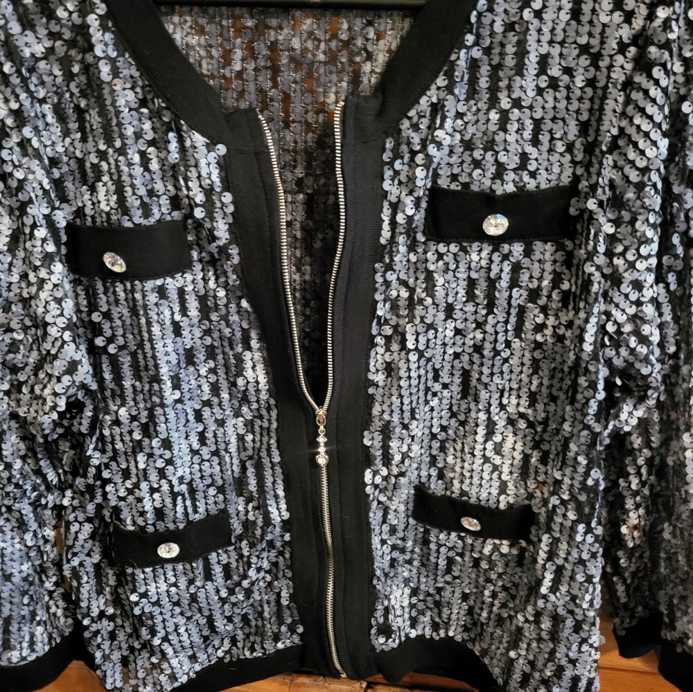 Michael Simon Black Sequin Jacket - image 6
